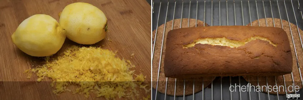 Saftiger Zitronenkuchen mit Zuckerguss und Zitronenzesten